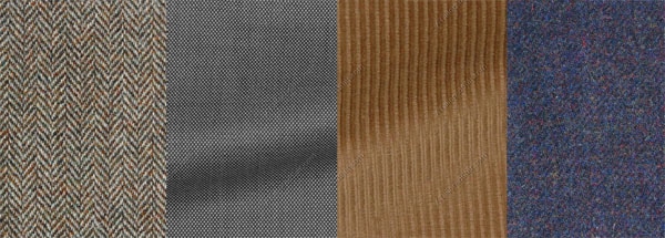 Different fabrics of sports jackets are being displayed.