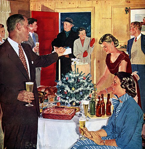 An awesome holiday party filled with a group of people.