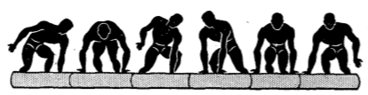 Army physical training log rolling race.